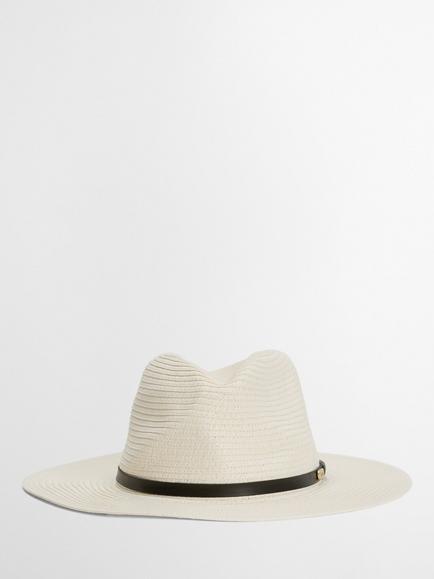 Barbour Evelyn Leather Trim Trilby Hat, Ecru, Ecru