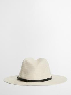 Barbour Evelyn Leather Trim Trilby Hat, Ecru - view 2, Ecru