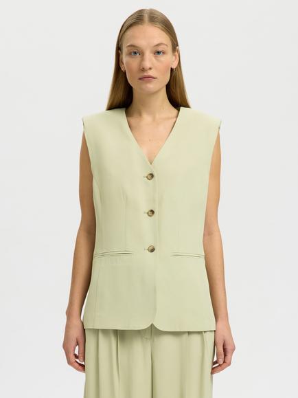 Selected Ellie V-Neck Sleeveless Waistcoat, Lint, Lint