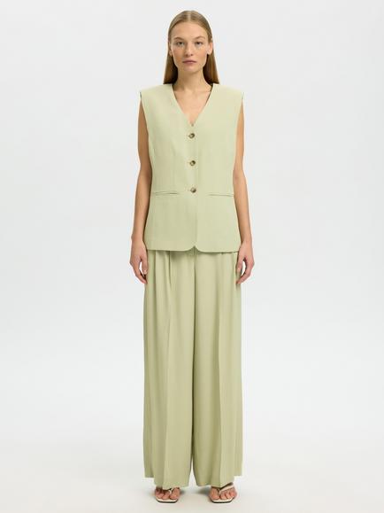 Selected Ellie V-Neck Sleeveless Waistcoat, Lint - view 2, Lint