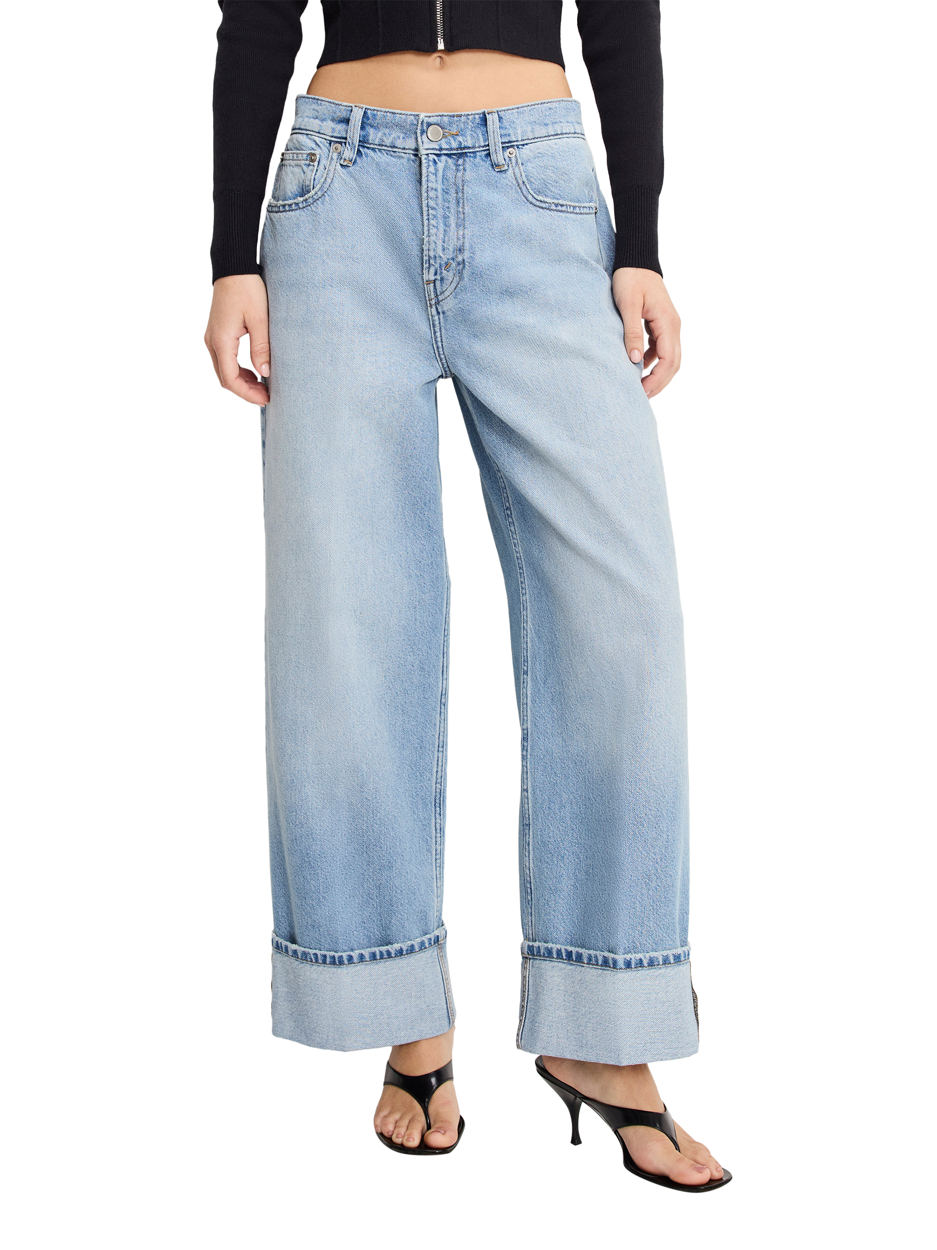 Product image 1 of 6, which shows Good American Good Standard Baggy Jeans, Light Blue, 24