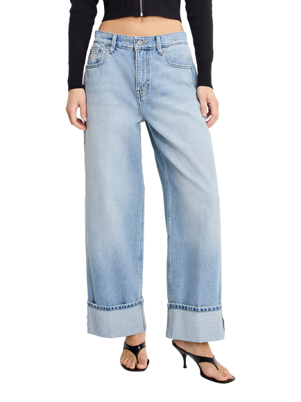 Good American Good Standard Baggy Jeans, Light Blue, Light Blue