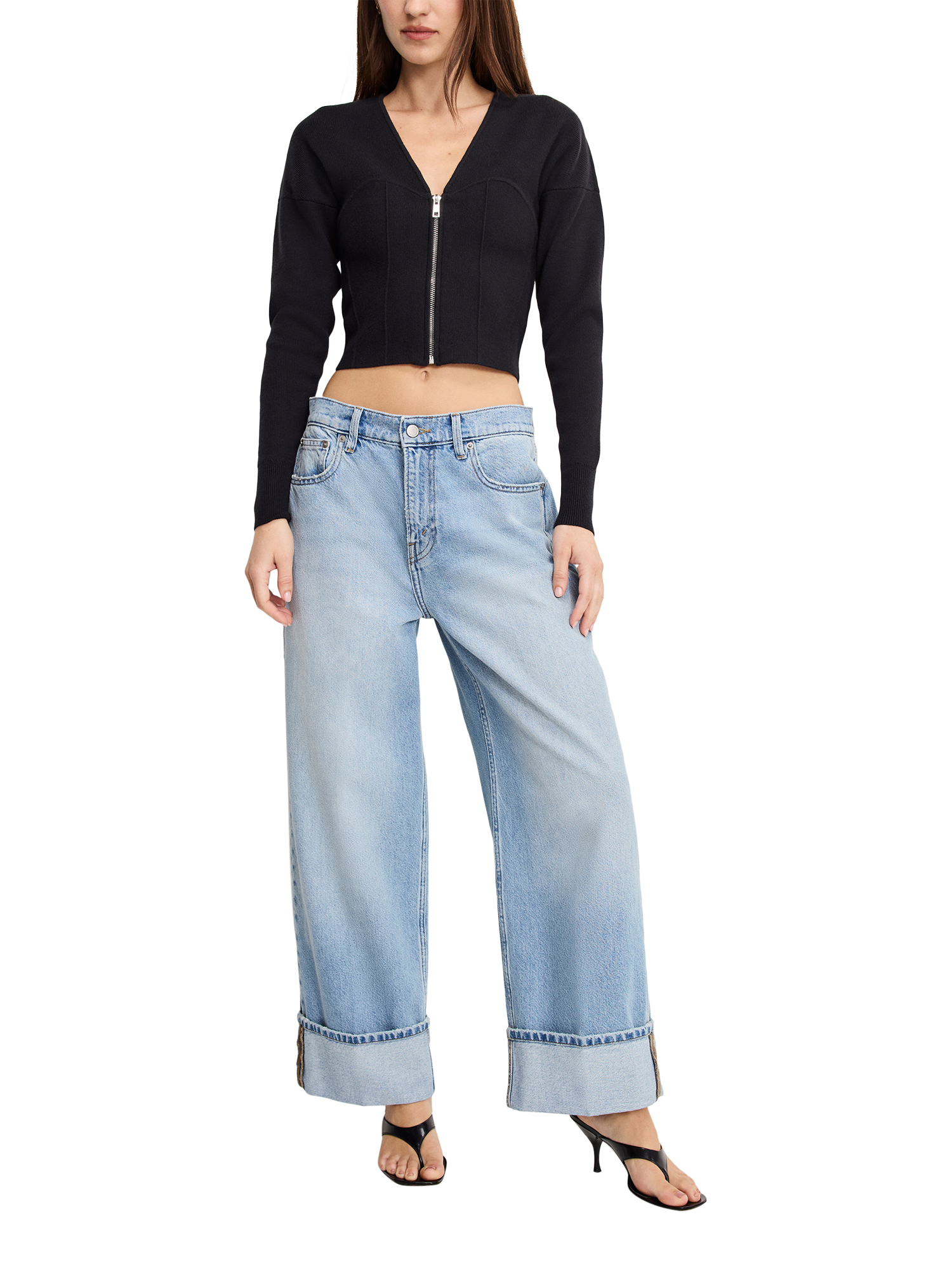 Product image 2 of 6, which shows Good American Good Standard Baggy Jeans, Light Blue, 24