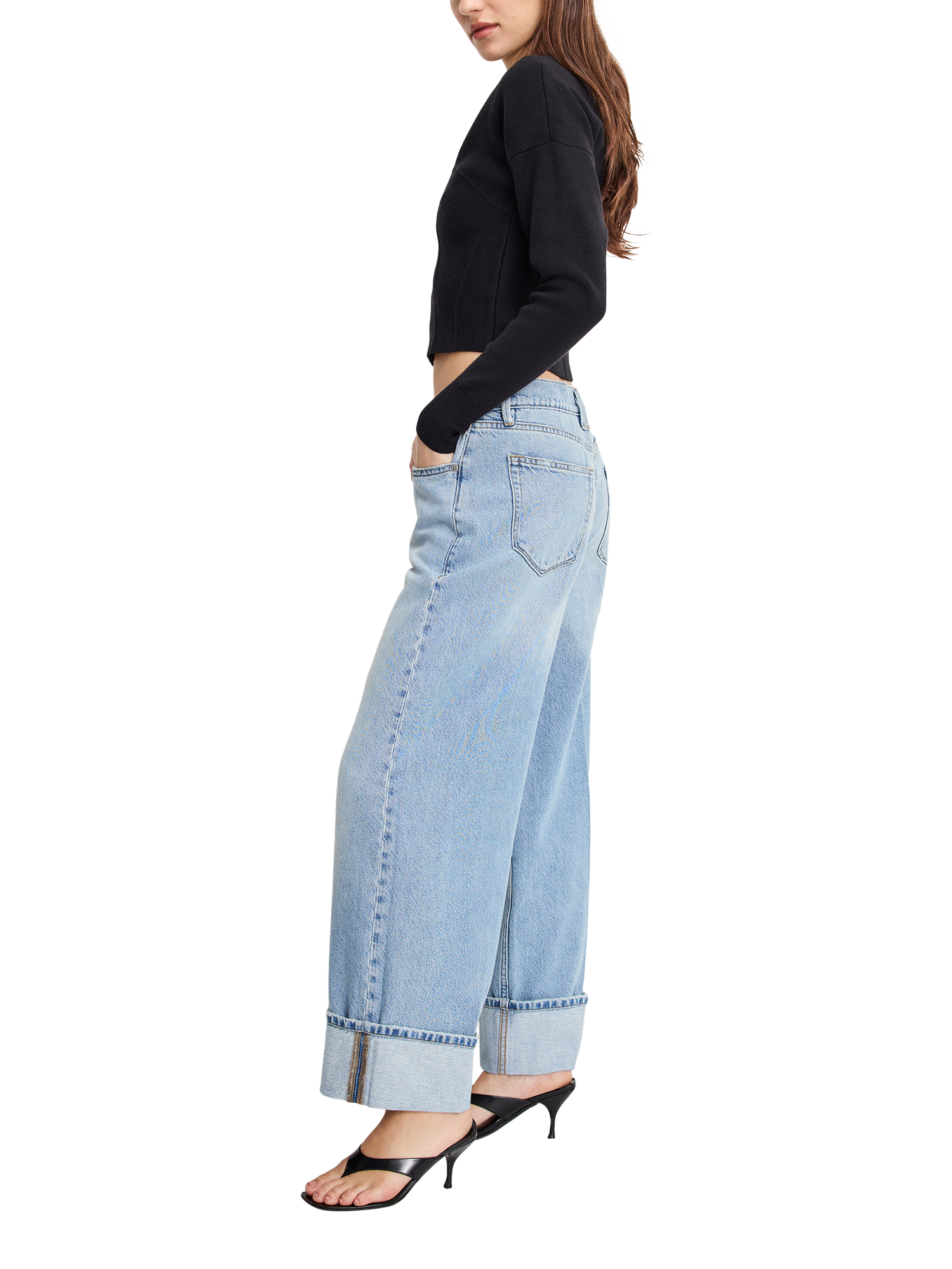 Product image 5 of 6, which shows Good American Good Standard Baggy Jeans, Light Blue, 24