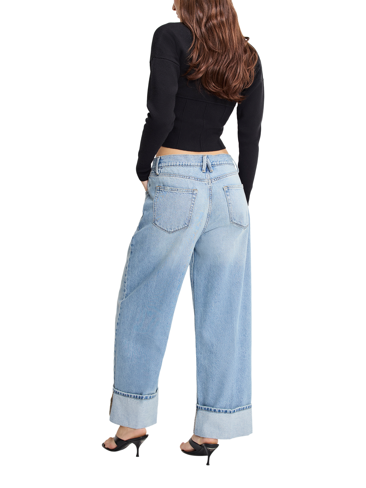 Product image 6 of 6, which shows Good American Good Standard Baggy Jeans, Light Blue, 24