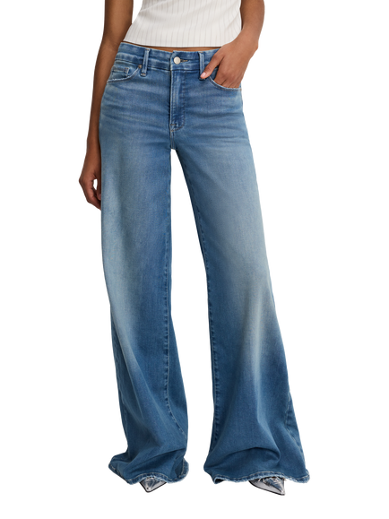 Good American Good Waist Palazzo Jeans, Blue, Blue