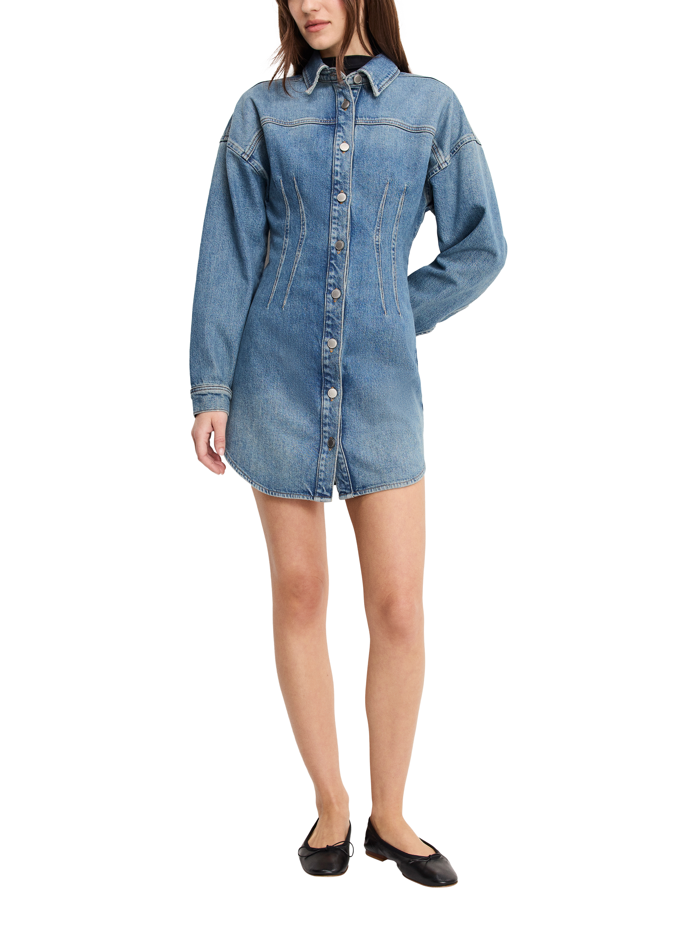 good american denim shirt dress Good American denim shirt dress in light blue