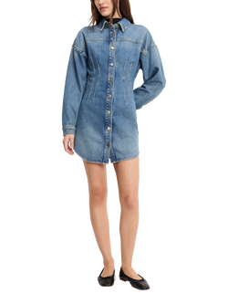 Good American Shaped Denim Shirt Dress, Blue, Blue