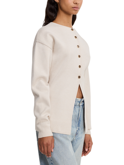 Good American Button Detail Exaggerated Sleeve Cardigan, Cream - view 2, Cream