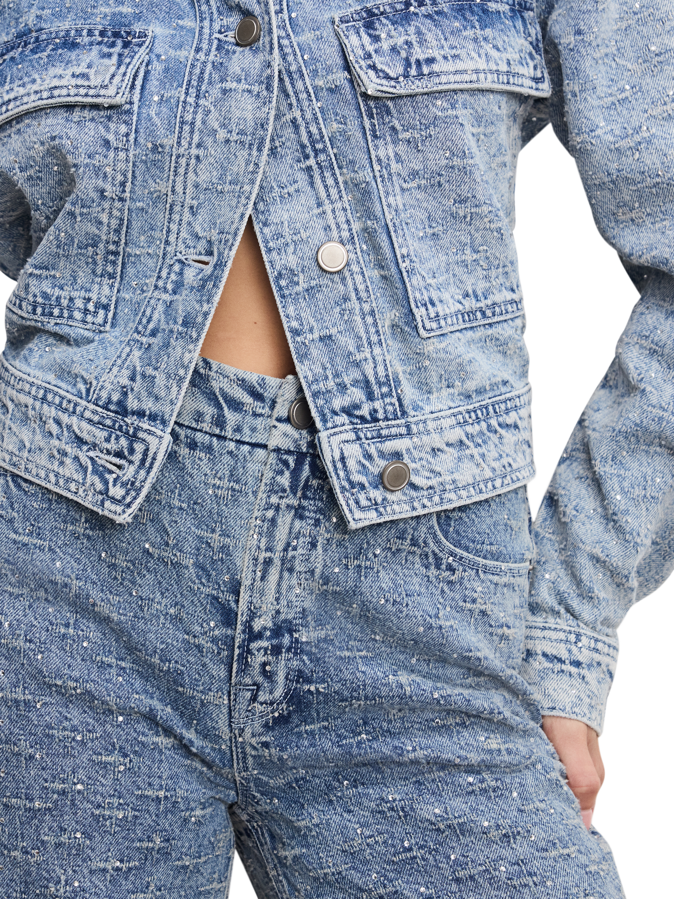 Product image 3 of 6, which shows Good American Good Skate Crystal Jeans, Light Blue, 24