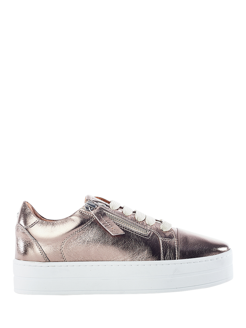 Product image 1 of 4, which shows Moda in Pelle Abbiy Leather Trainers, Light Pewter, 3