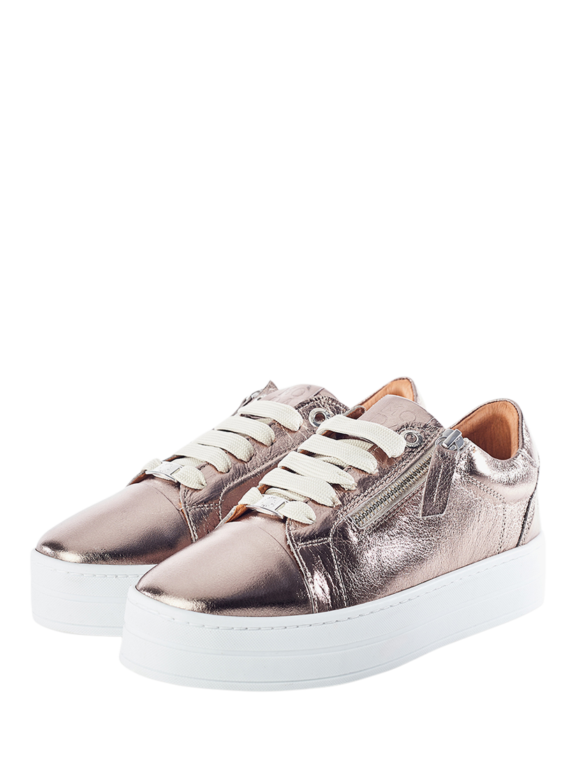 Product image 2 of 4, which shows Moda in Pelle Abbiy Leather Trainers, Light Pewter, 3