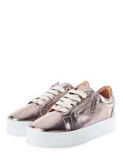 Moda in Pelle Abbiy Leather Trainers, Light Pewter - view 2, Light Pewter