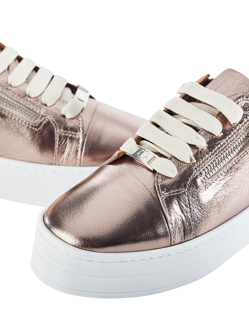 Product image 4 of 4, which shows Moda in Pelle Abbiy Leather Trainers, Light Pewter, 3