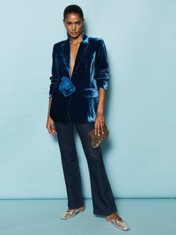 NRBY May Velvet Blazer, Peacock, Peacock