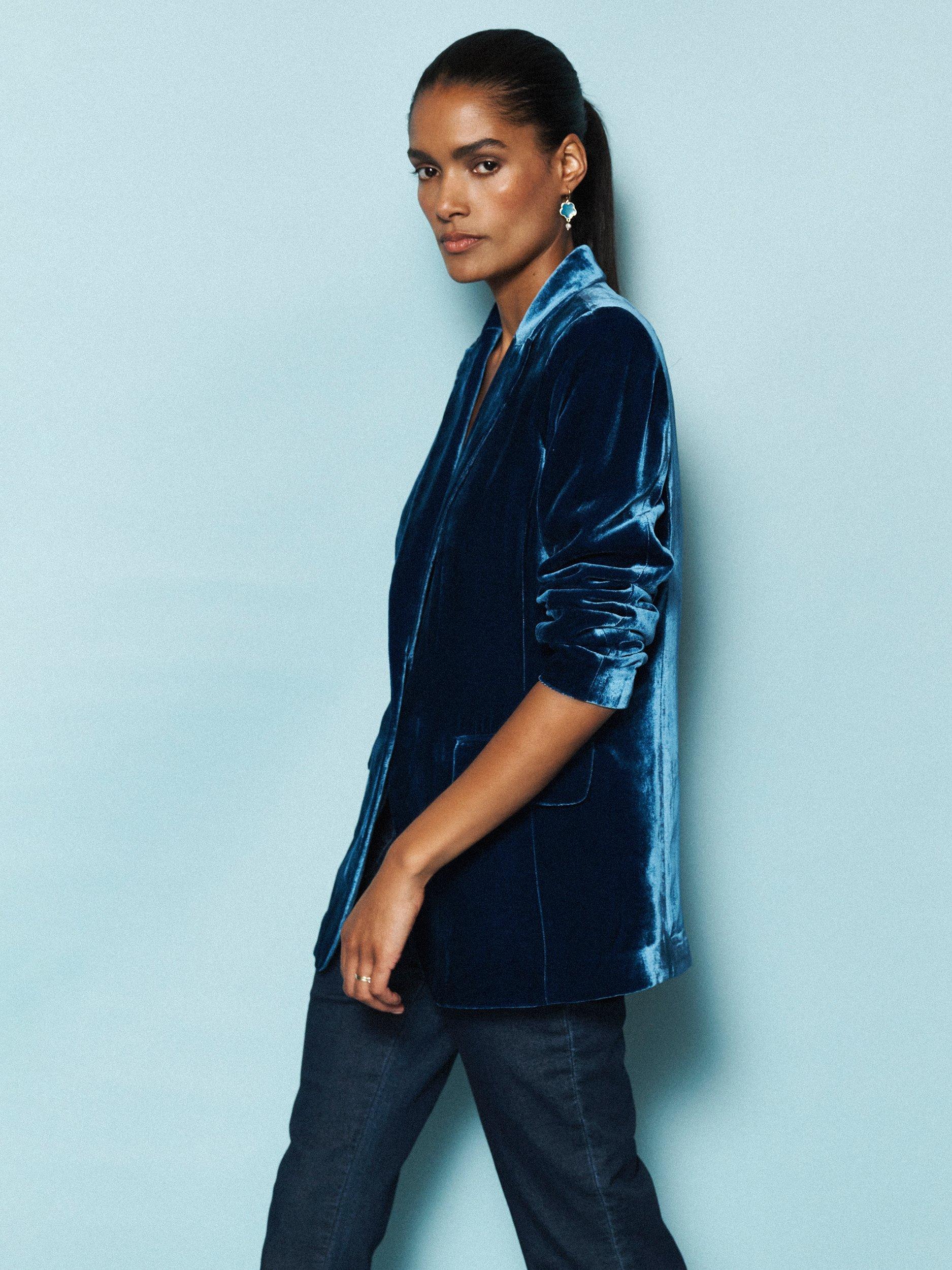 Product image 3 of 8, which shows NRBY May Velvet Blazer, Peacock, 10