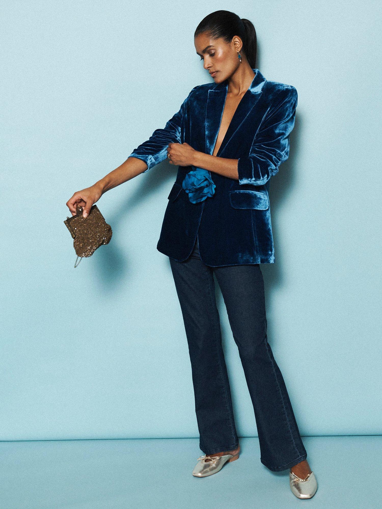 Product image 4 of 8, which shows NRBY May Velvet Blazer, Peacock, 10