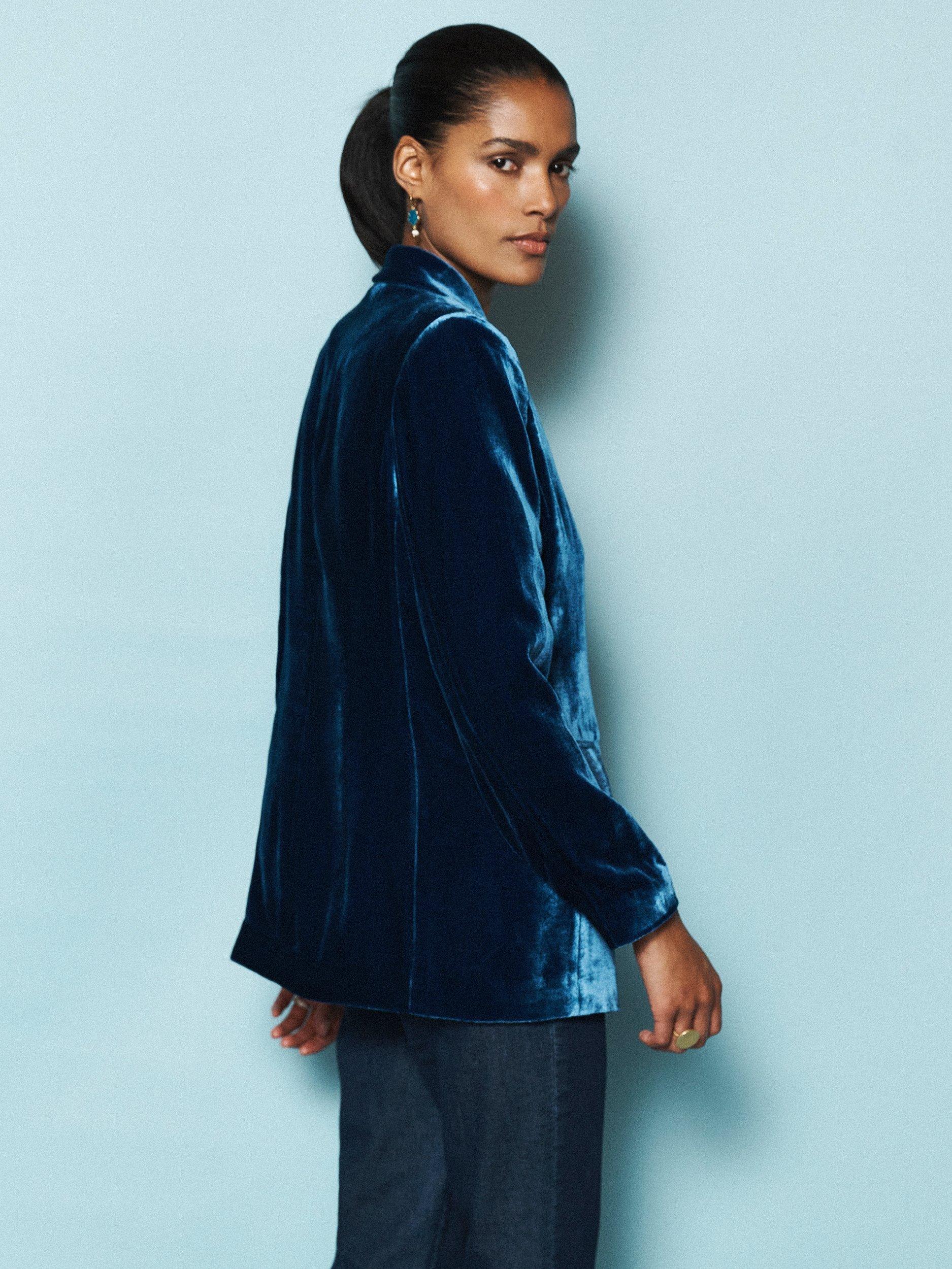 Product image 5 of 8, which shows NRBY May Velvet Blazer, Peacock, 10