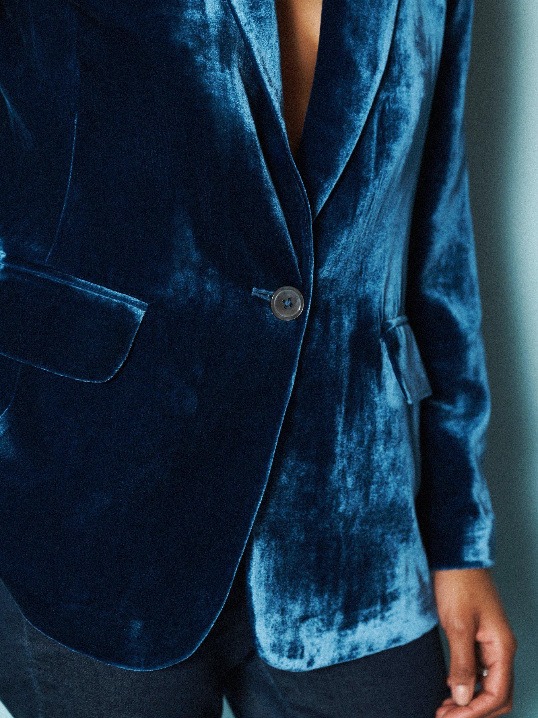 Product image 7 of 8, which shows NRBY May Velvet Blazer, Peacock, 10