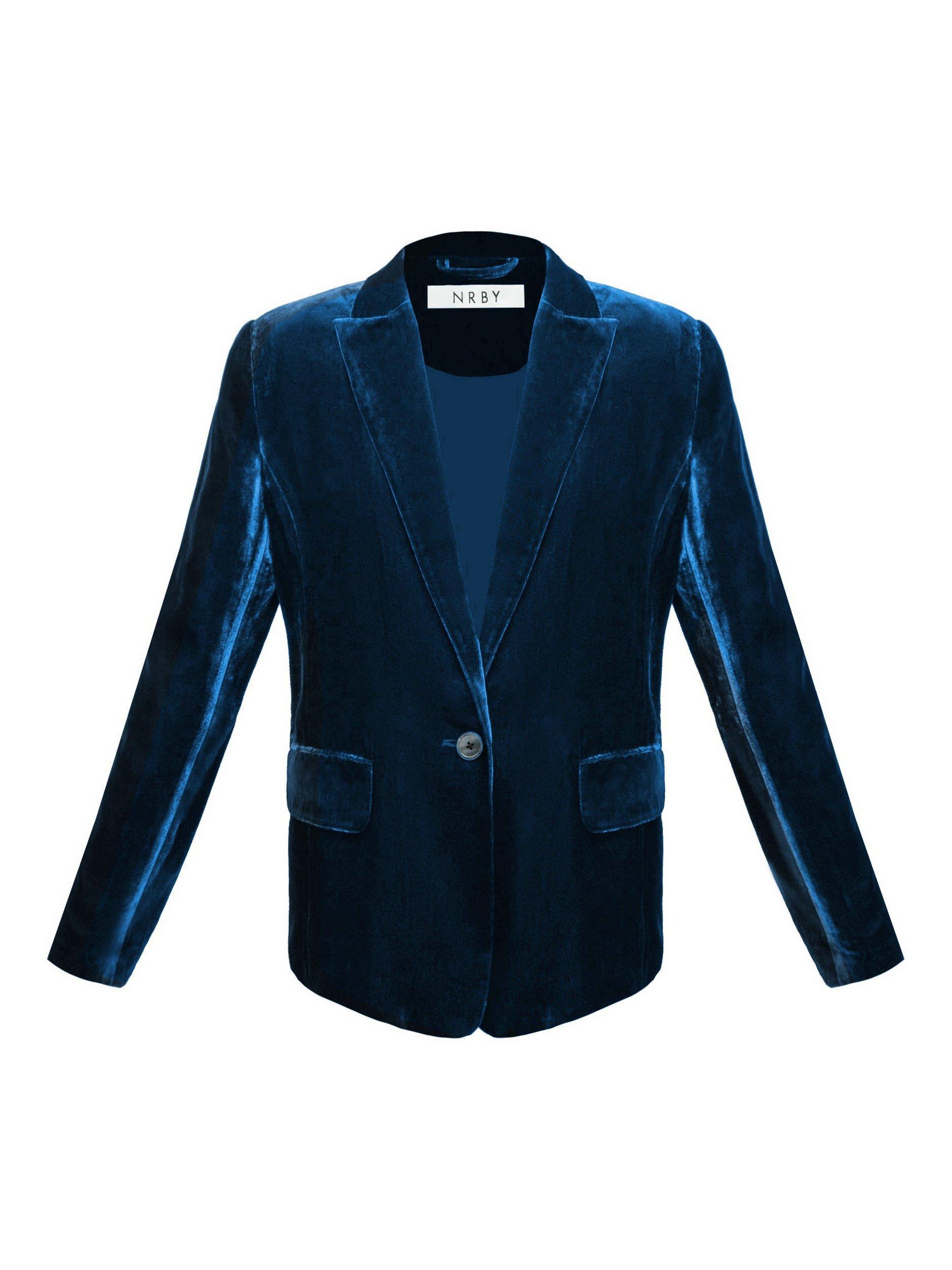 Product image 8 of 8, which shows NRBY May Velvet Blazer, Peacock, 10