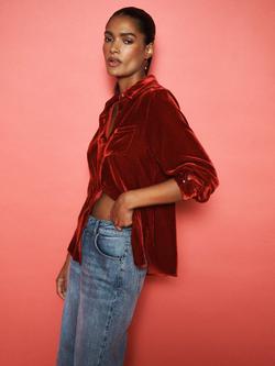 NRBY Chiara Silk Blend Long Sleeve Collar Blouse - view 2, Red