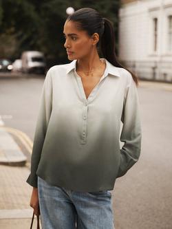 NRBY Dani Ombre Pure Silk Top, Khaki/Multi, Khaki/Multi