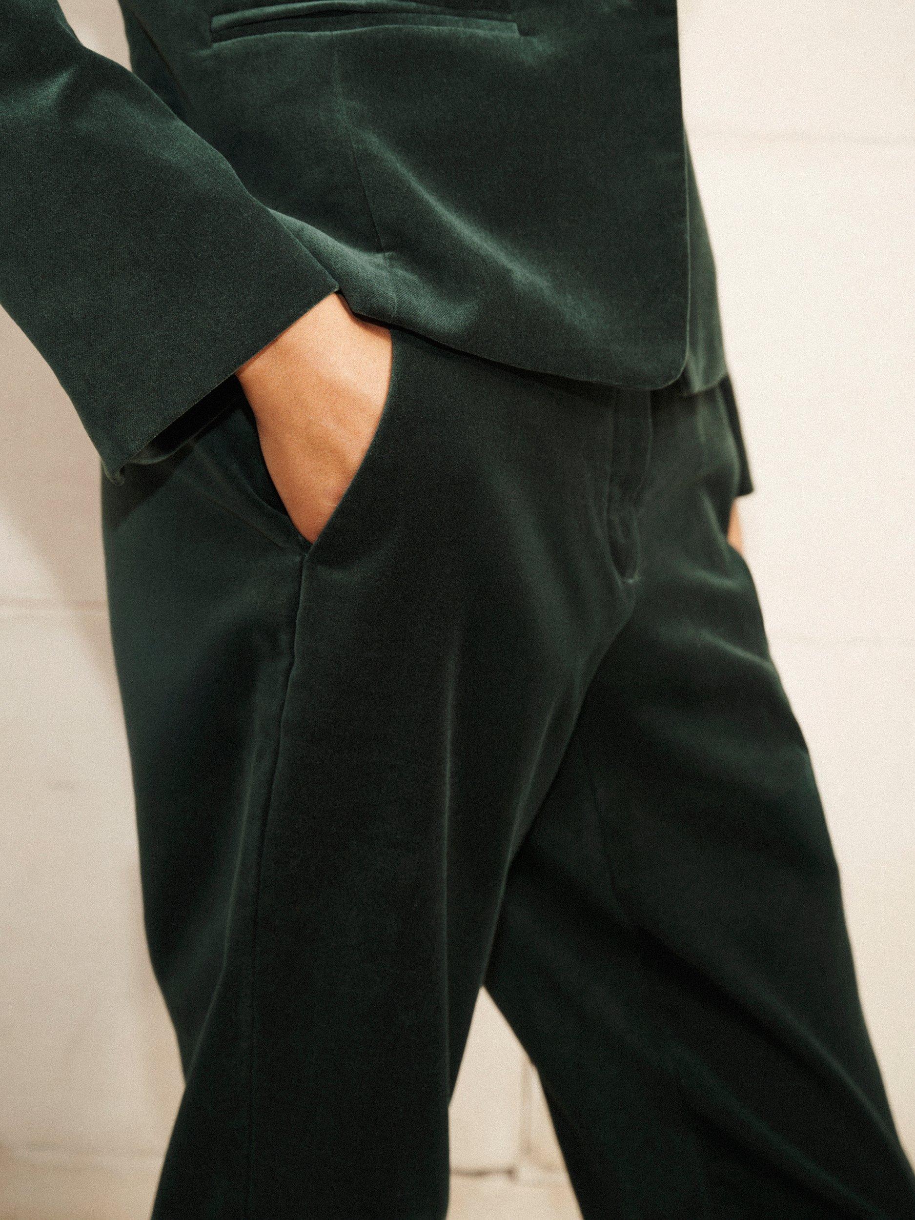 Product image 6 of 8, which shows NRBY Imogen Cotton Velvet Trousers, Forest Green, 8