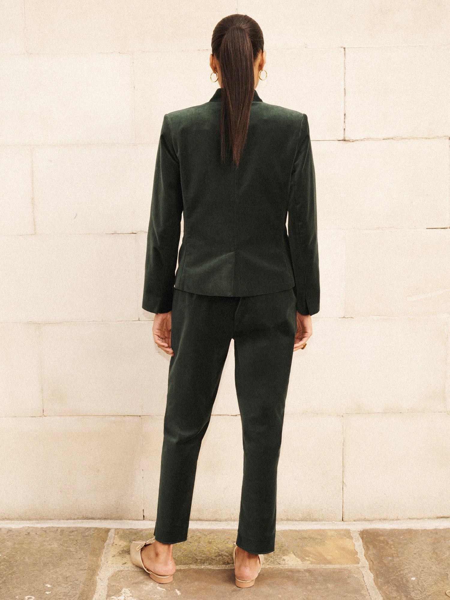 Product image 7 of 8, which shows NRBY Imogen Cotton Velvet Trousers, Forest Green, 8