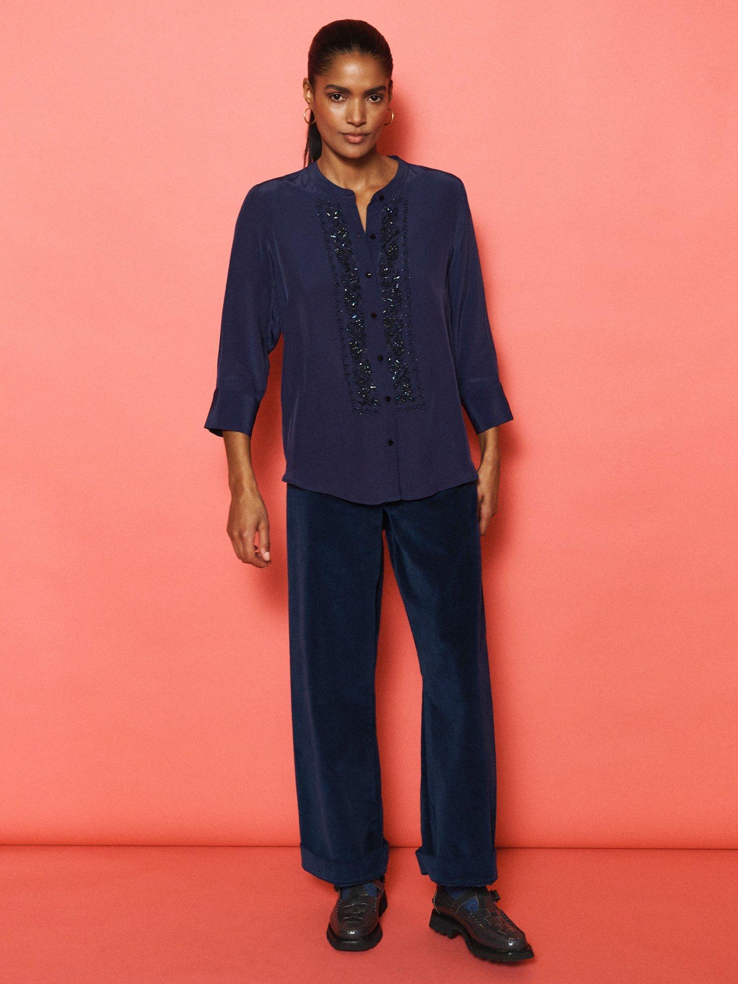 Product image 5 of 7, which shows NRBY Kate Cotton Velvet Trousers, Ink, 8