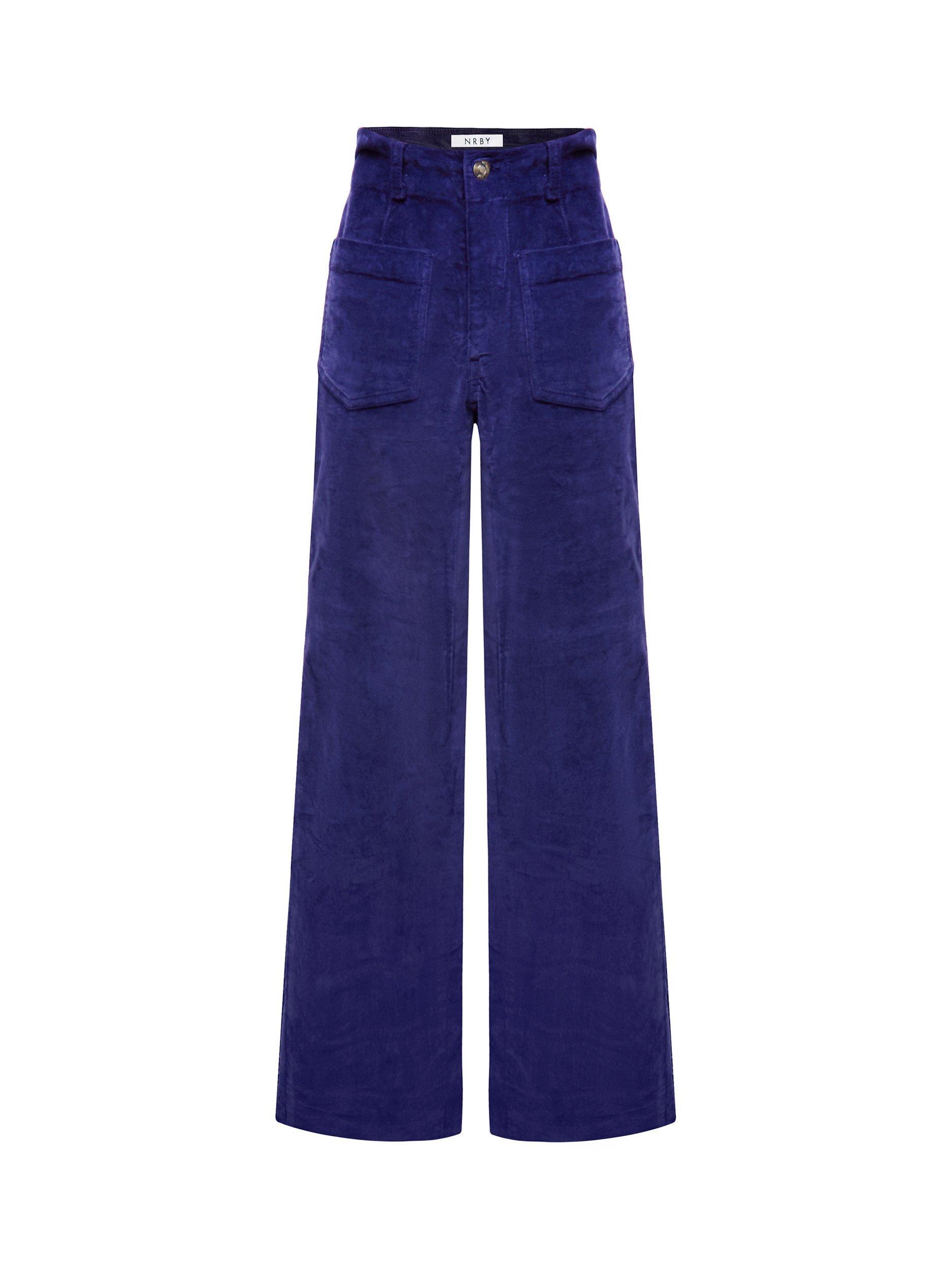 Product image 6 of 7, which shows NRBY Kate Cotton Velvet Trousers, Ink, 8