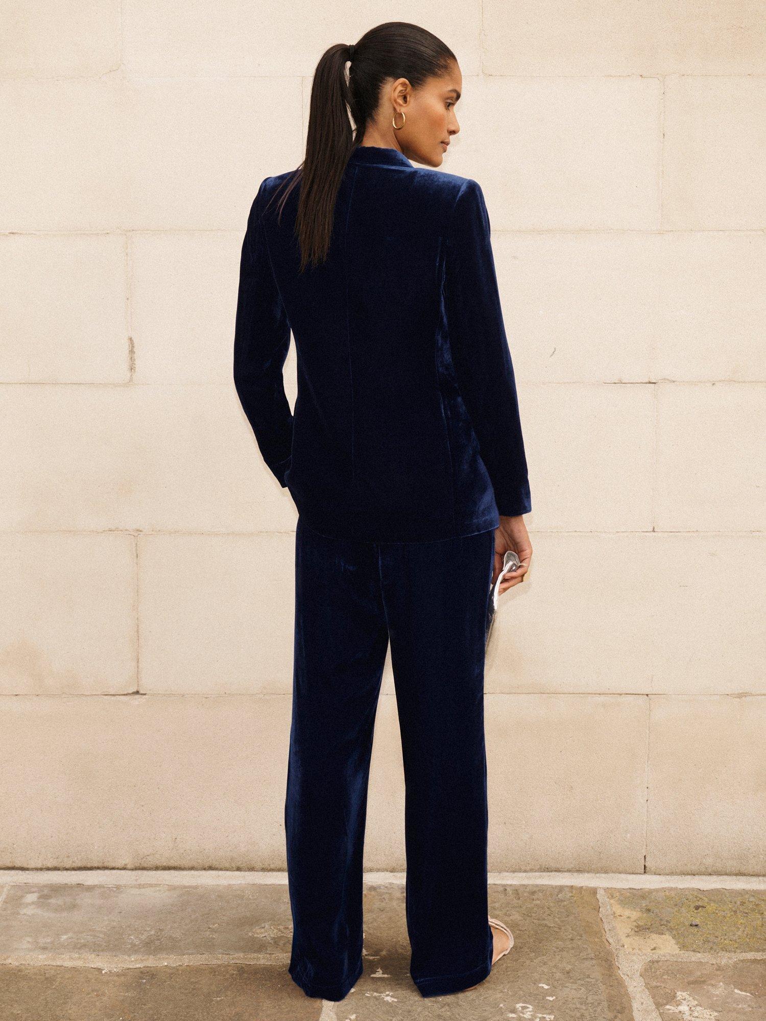 Product image 5 of 6, which shows NRBY Thea Velvet Palazzo Trousers, Midnight, 8