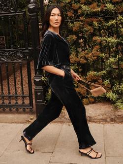 NRBY Thea Velvet Palazzo Trousers, Midnight - view 2, Carbon