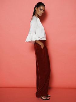 NRBY Thea Velvet Palazzo Trousers, Midnight - view 2, Red
