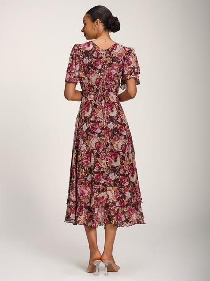 Jolie Moi Floral Frill Detail Chiffon Maxi Dress, Multi - view 2, Multi