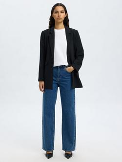 Selected Bea Wide Leg Jeans, Blue, Blue