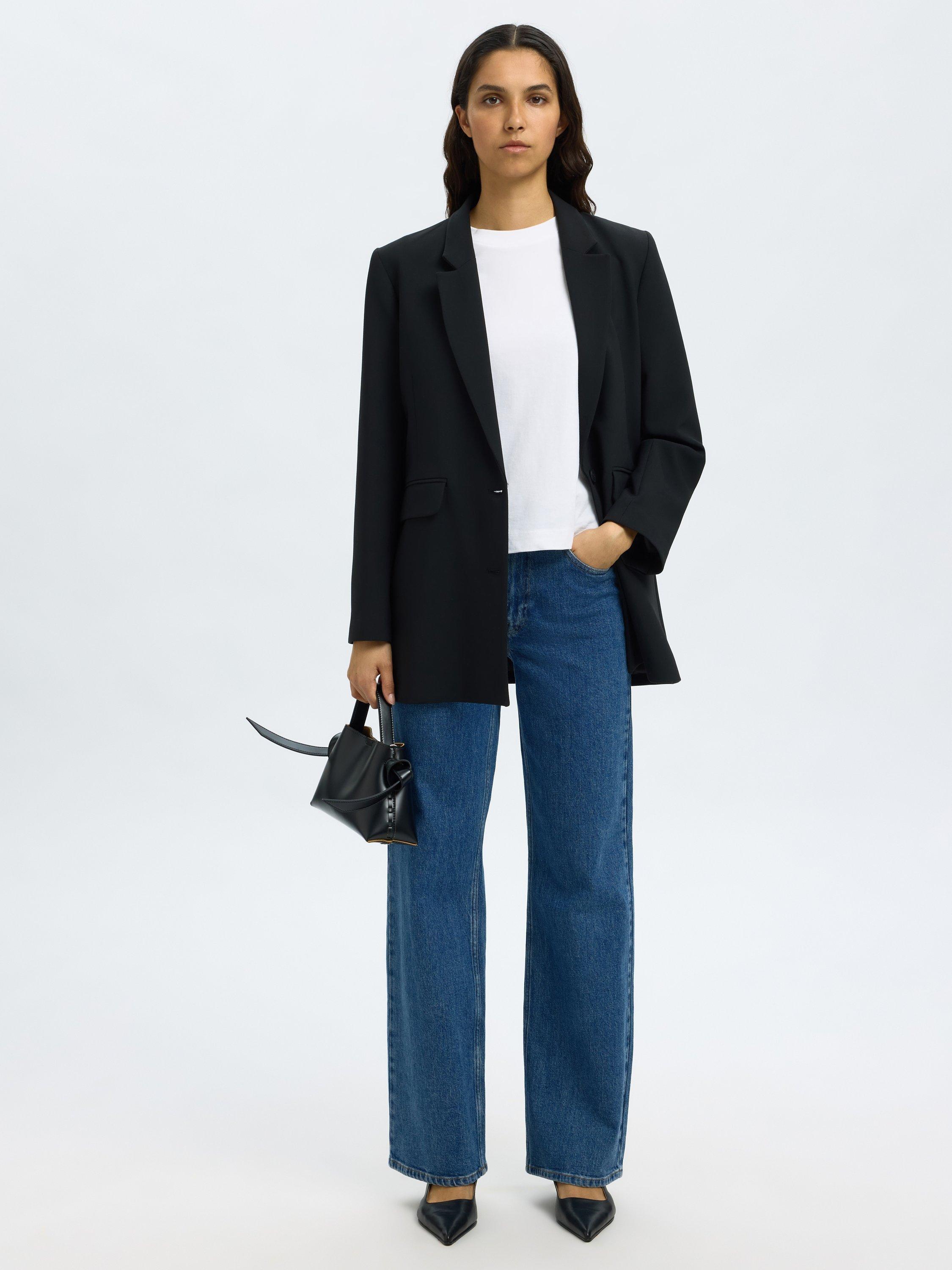 Product image 3 of 7, which shows Selected Bea Wide Leg Jeans, Blue, 26