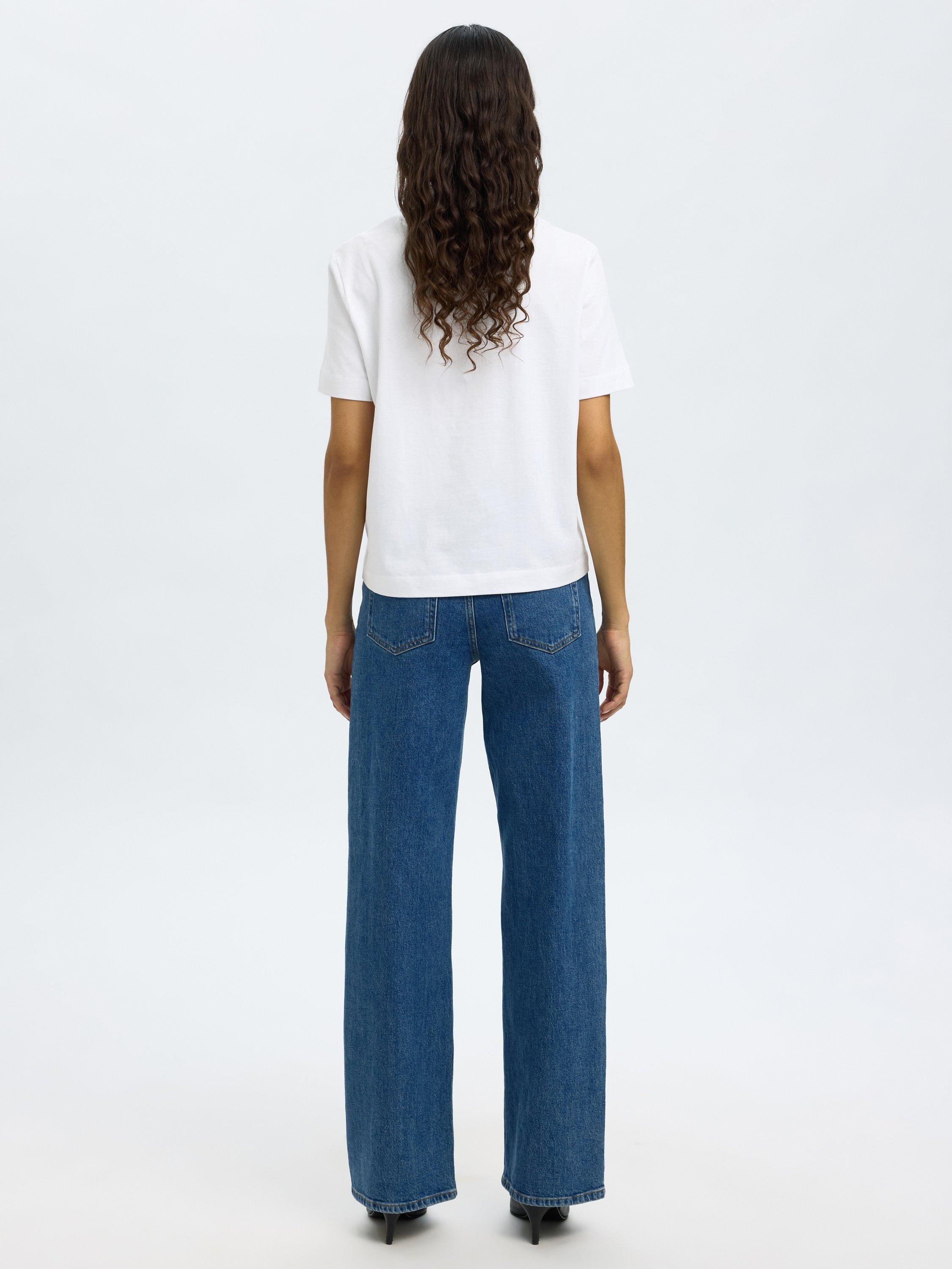 Product image 4 of 7, which shows Selected Bea Wide Leg Jeans, Blue, 26