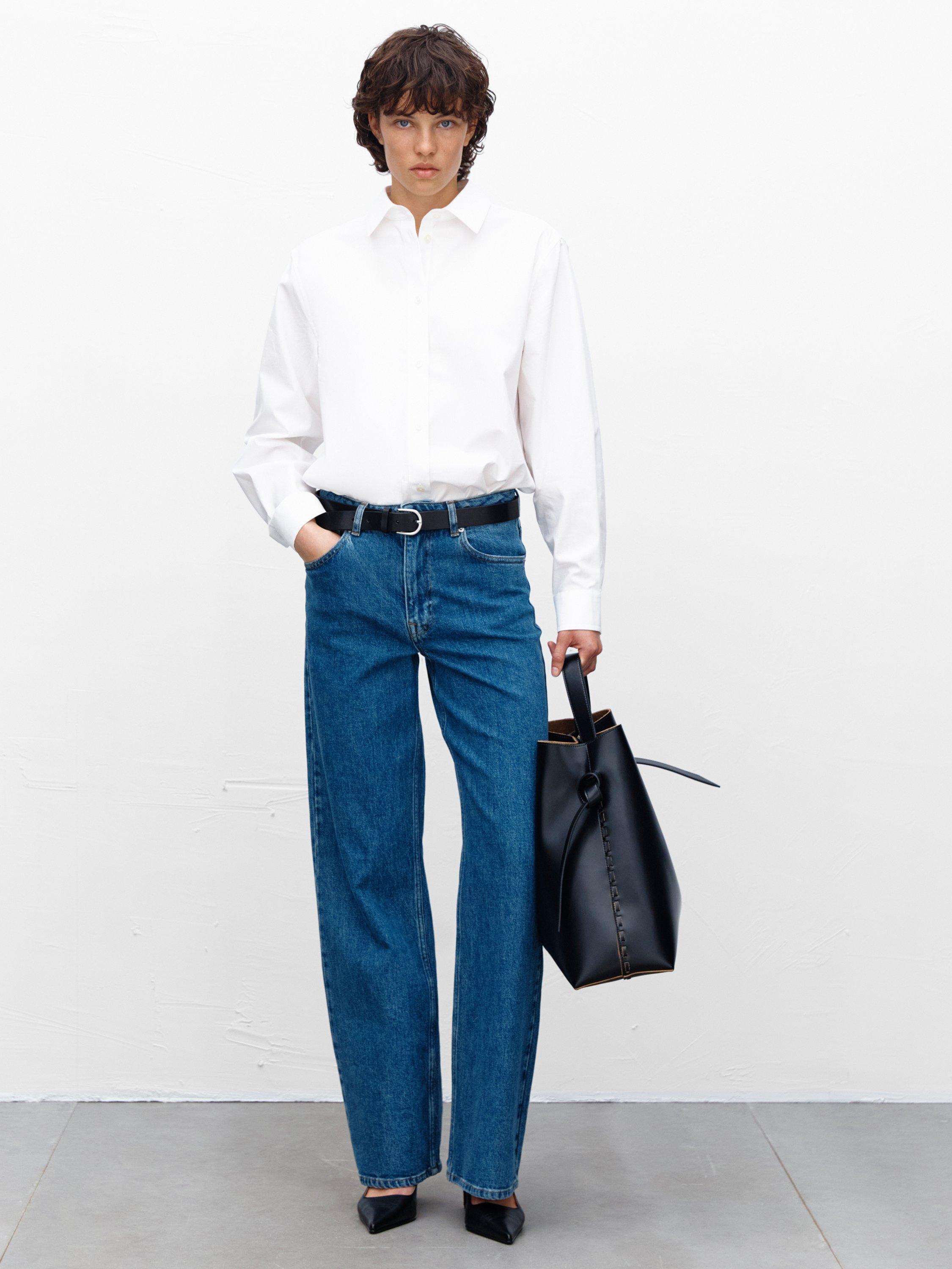 Product image 7 of 7, which shows Selected Bea Wide Leg Jeans, Blue, 26