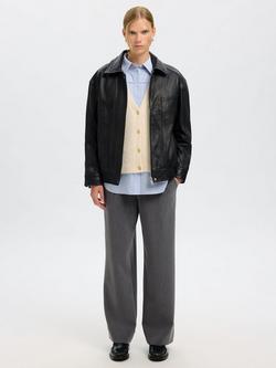 Selected Mercy Pure Leather Jacket, Black, Black