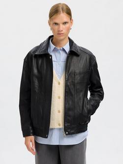 Selected Mercy Pure Leather Jacket, Black - view 2, Black