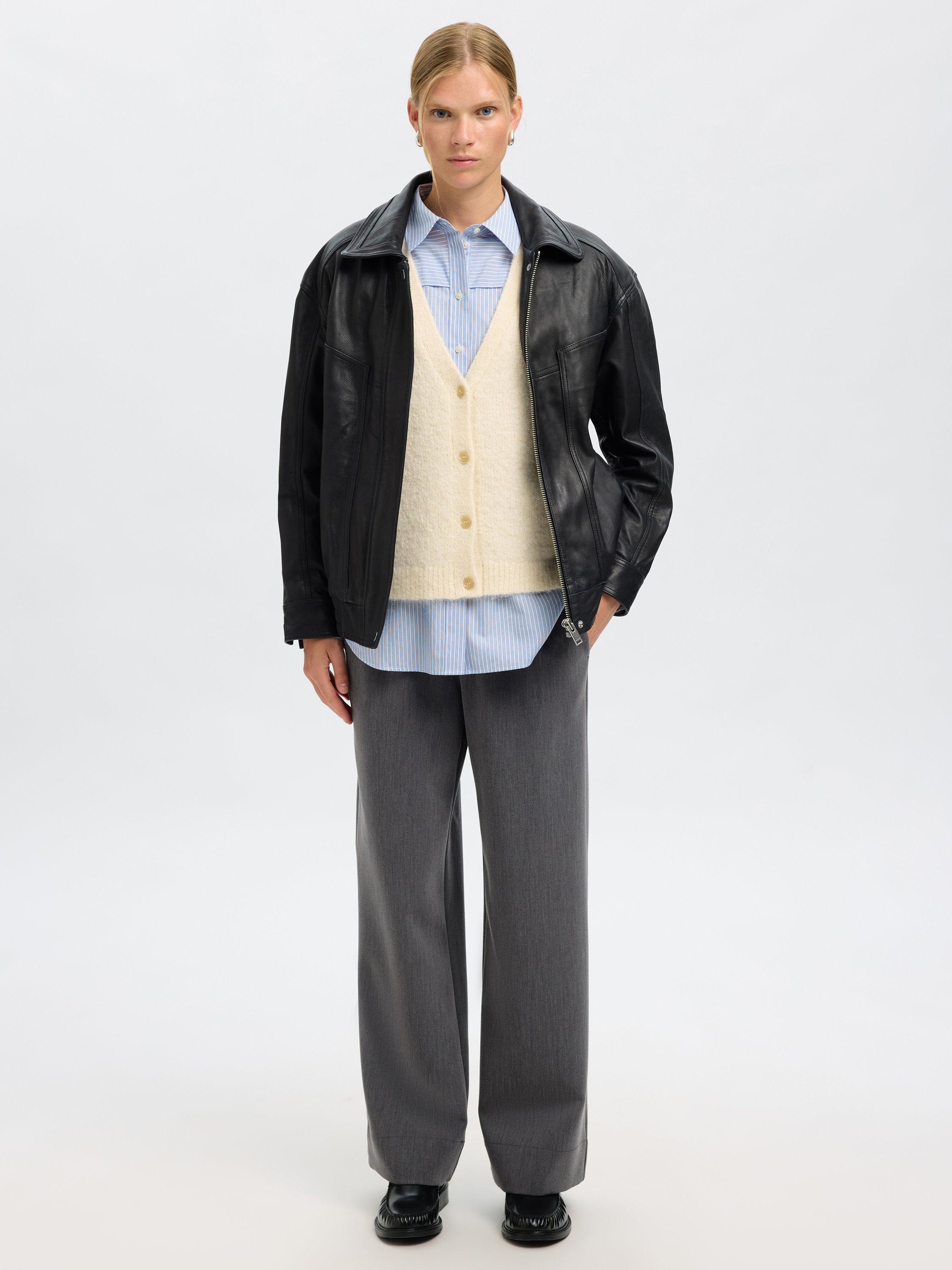 Product image 5 of 8, which shows Selected Mercy Pure Leather Jacket, Black, 34