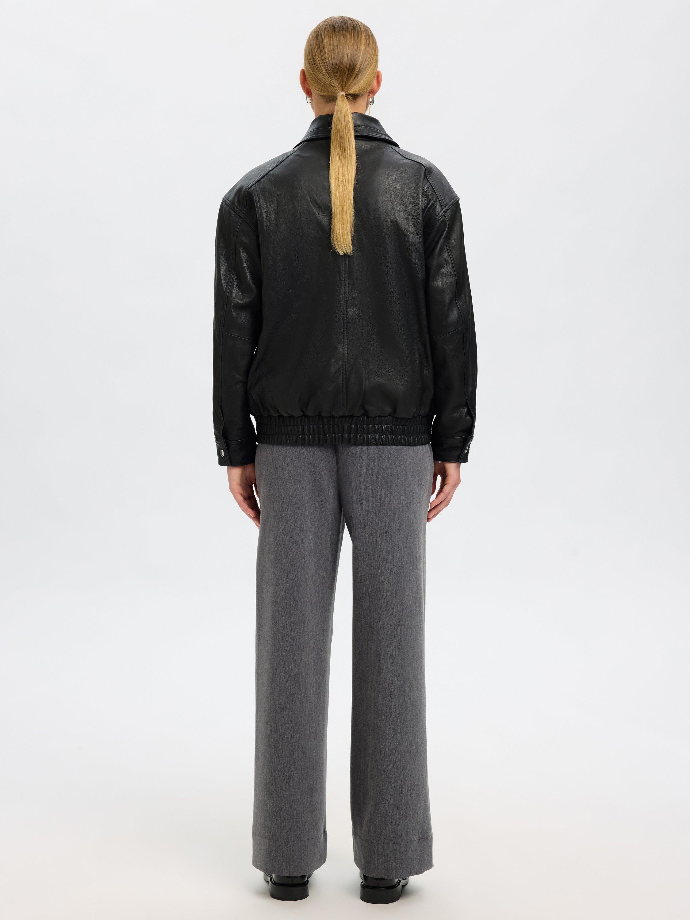 Product image 6 of 8, which shows Selected Mercy Pure Leather Jacket, Black, 34