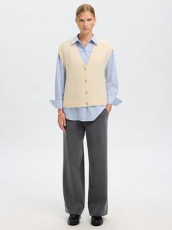 Selected Gabella Wool Blend Knit Vest Top, Cream, Cream