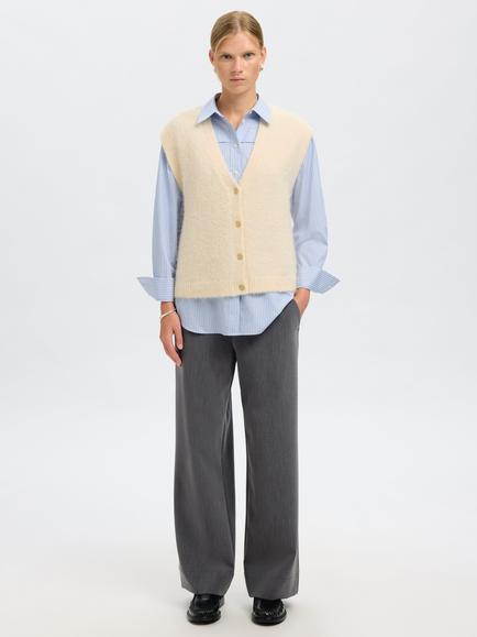 Selected Gabella Wool Blend Knit Vest Top, Cream, Cream
