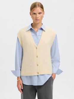 Selected Gabella Wool Blend Knit Vest Top, Cream - view 2, Cream