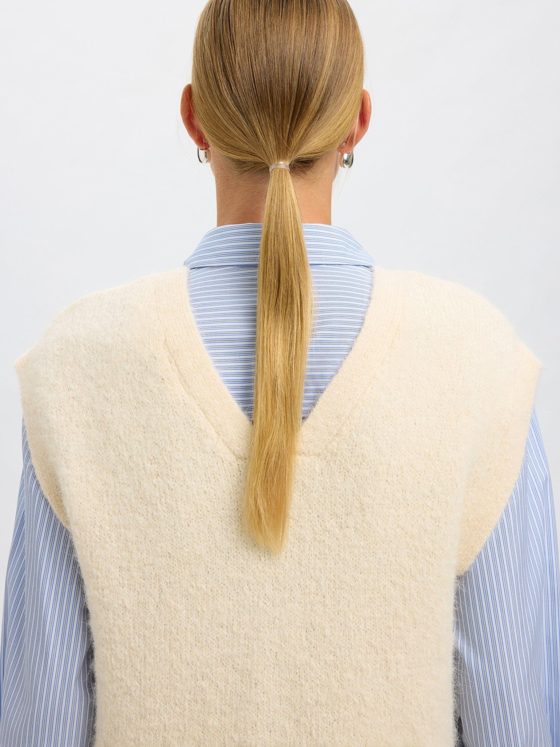Product image 3 of 7, which shows Selected Gabella Wool Blend Knit Vest Top, Cream, XS