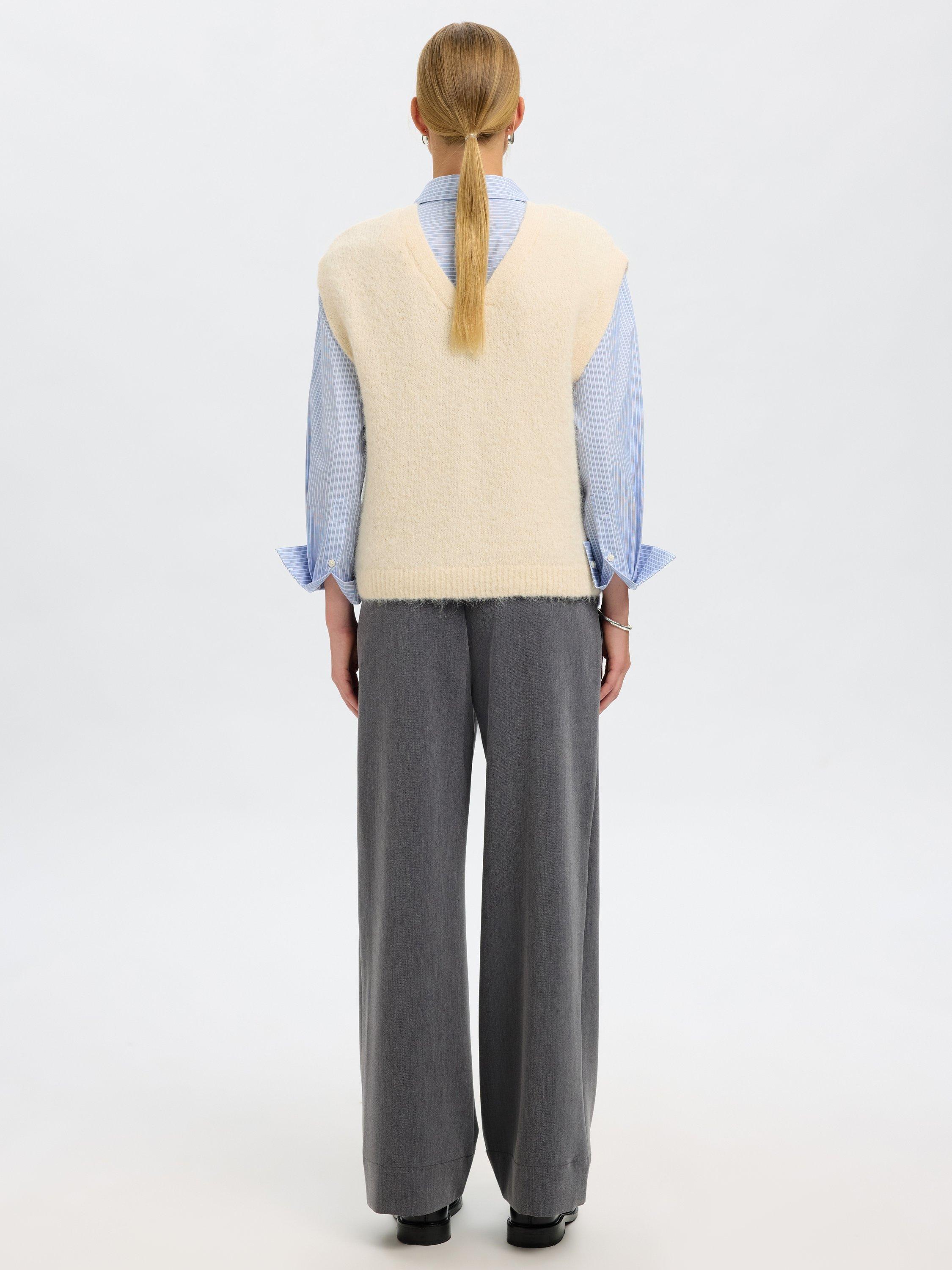 Product image 4 of 7, which shows Selected Gabella Wool Blend Knit Vest Top, Cream, XS