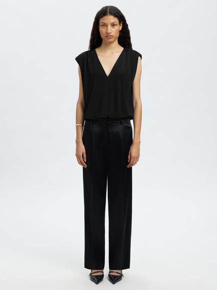 Selected Mira V-Neck Sleeveless Top, Black, Black