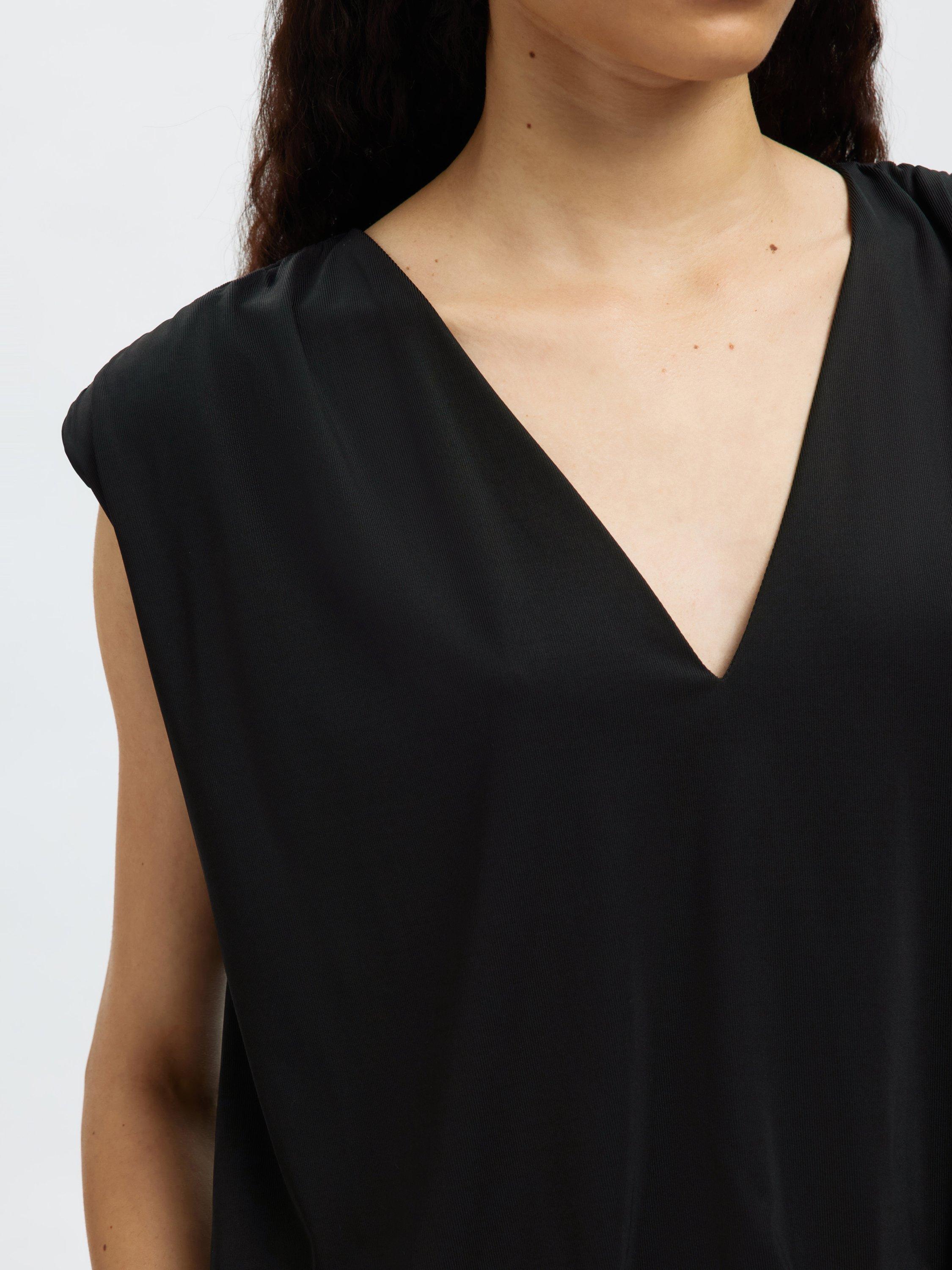 Product image 3 of 7, which shows Selected Mira V-Neck Sleeveless Top, Black, XS