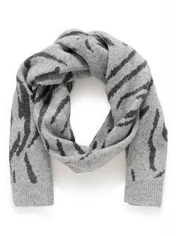 KAFFE Iduna Stripe Scarf, Grey/Black, Grey/Black